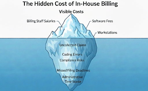 Hidden Cost of In-House Billing Iceberg Example